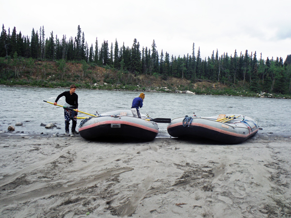 workers preparing the rafts